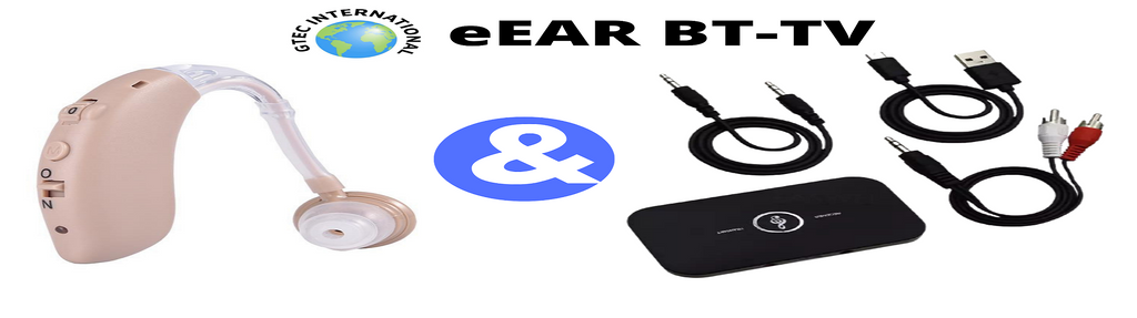 TV Bluetooth Hearing Aids + Bluetooth Transmitter: eEAR BTE-BT + BT Tx/Rx