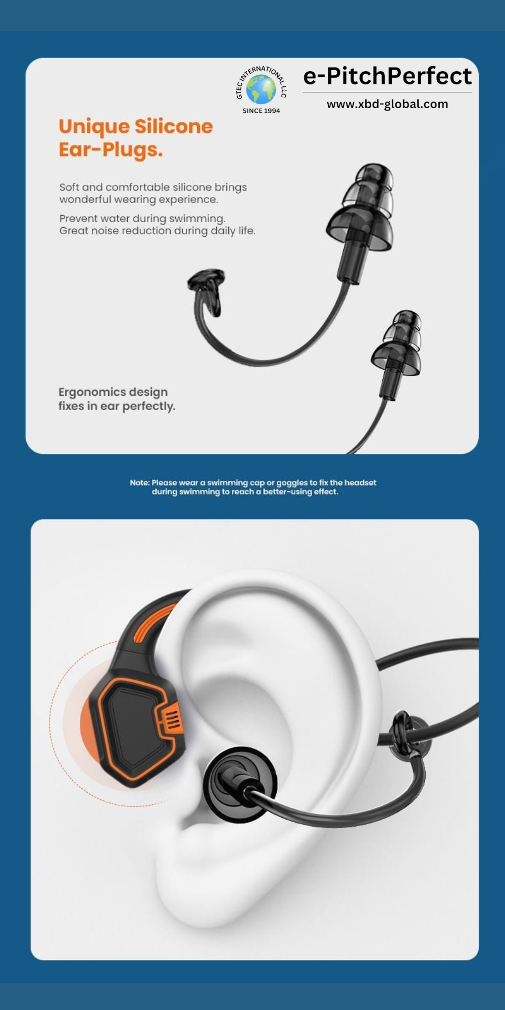 ePP-BC-S6 NATACIÓN, grado militar de conducción ósea, oído abierto, auriculares deportivos, Bluetooth 5.3, diseño IPX8 (completamente resistente al agua)