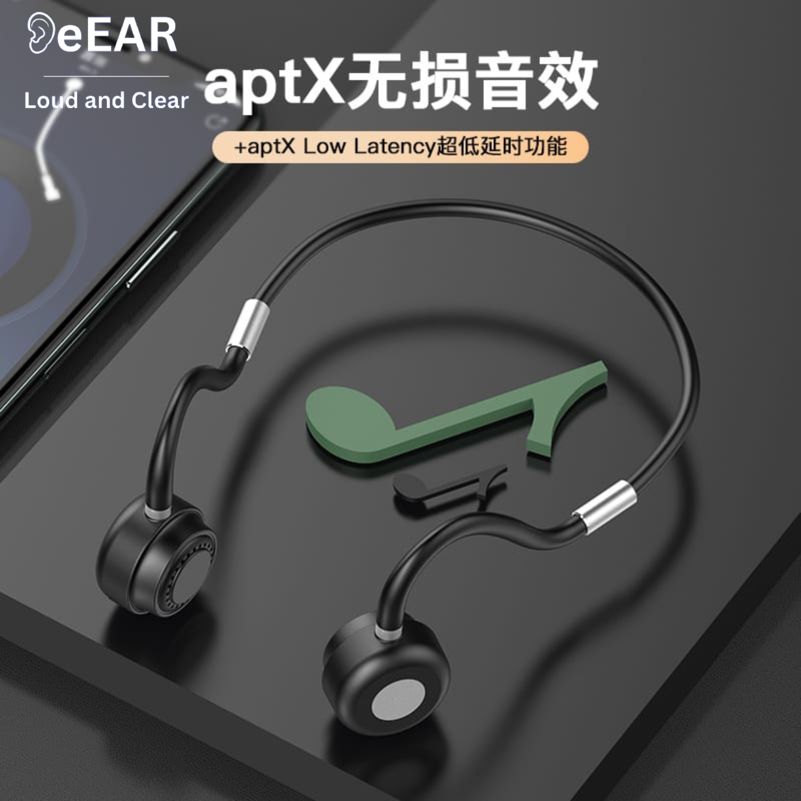 eEAR-BC-BT-MIC15-HP Best Bone Conduction hearing aids in its class, with detached high sensitivity pickup microphone, for best best sound and voice quality, and noise cancelation