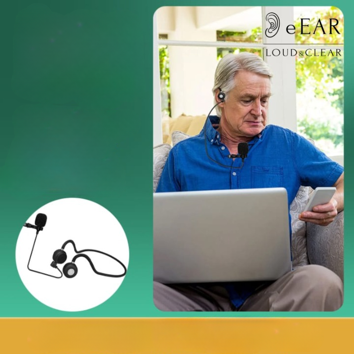 eEAR-BC-BT-MIC15-HP Best Bone Conduction hearing aids in its class, with detached high sensitivity pickup microphone, for best best sound and voice quality, and noise cancelation