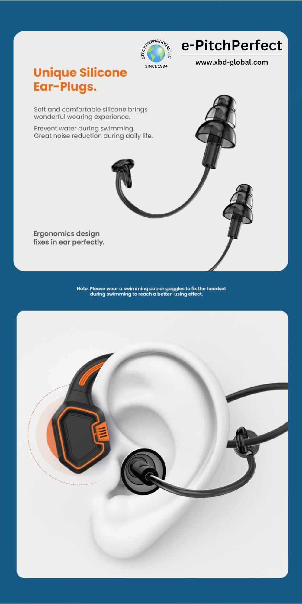 ePP-BC-S6 NATACIÓN, grado militar de conducción ósea, oído abierto, auriculares deportivos, Bluetooth 5.3, diseño IPX8 (completamente resistente al agua)