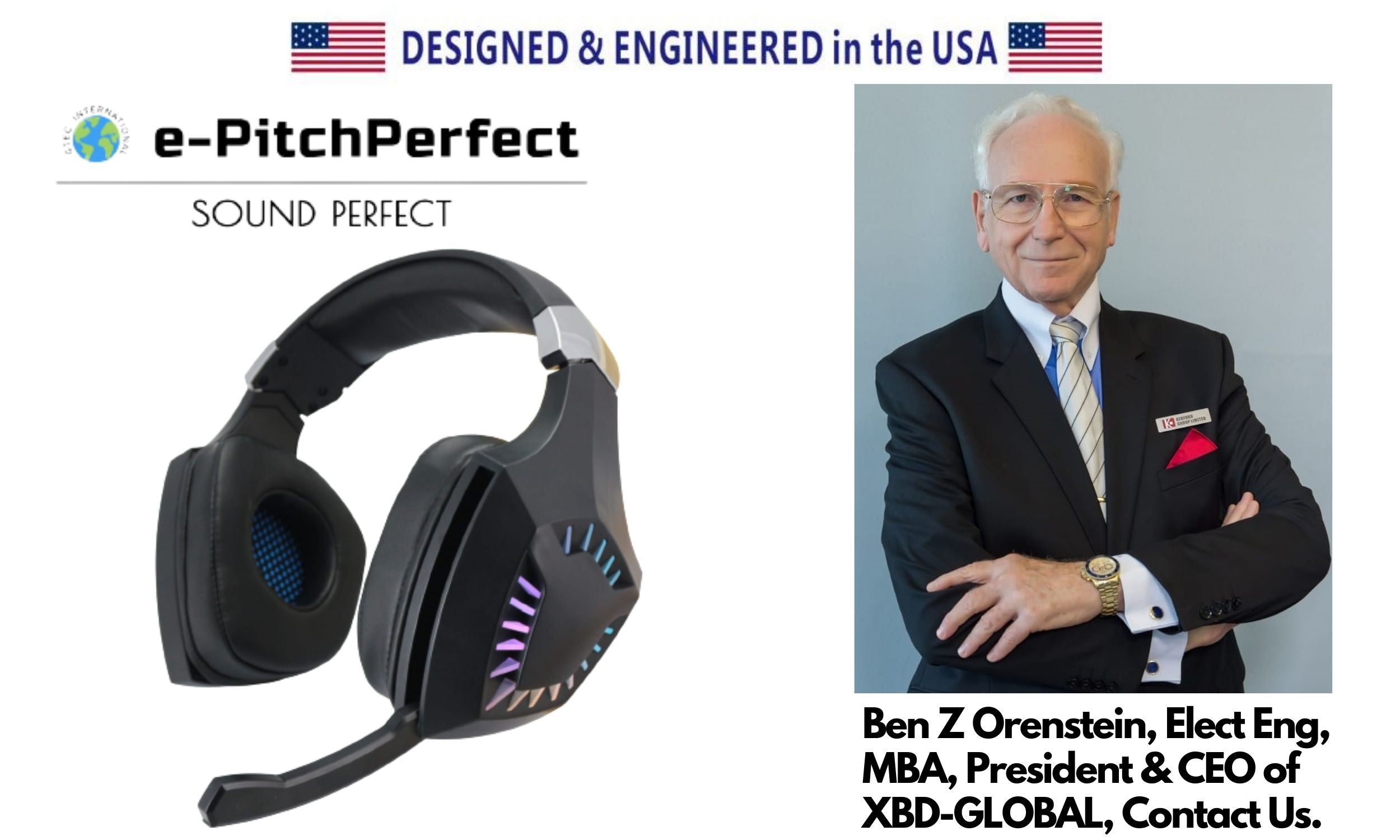 e-PitchPerfect e-PP 2.4G 无线游戏耳机带麦克风兼容 PS4、Xbox One、笔记本电脑、PC、iPhone 和 Android 手机在美国设计和制造
