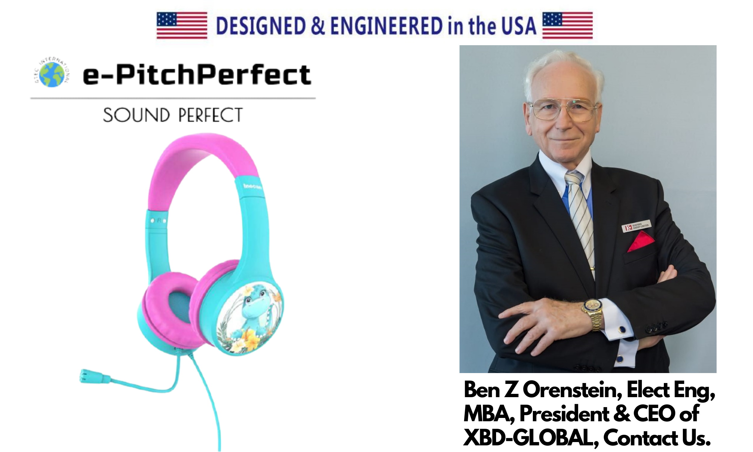 e-PitchPerfect (e-PP) 67M Auriculares inalámbricos para niños con micrófono En la oreja Almohadillas de proteína cómodas Diseñado y fabricado en los EE. UU.