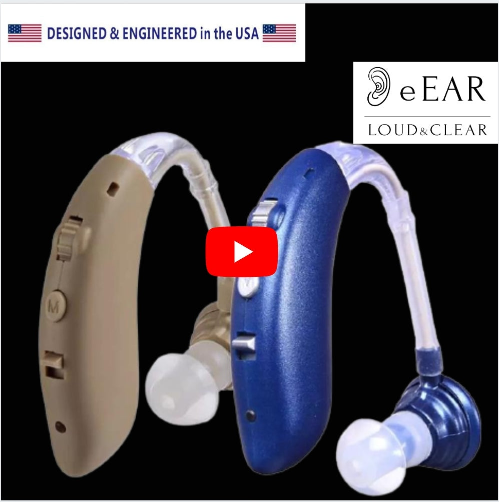 Dobíjecí naslouchátko eEAR BTE-BT s technologií Bluetooth V5.0 Navrženo a zkonstruováno v USA