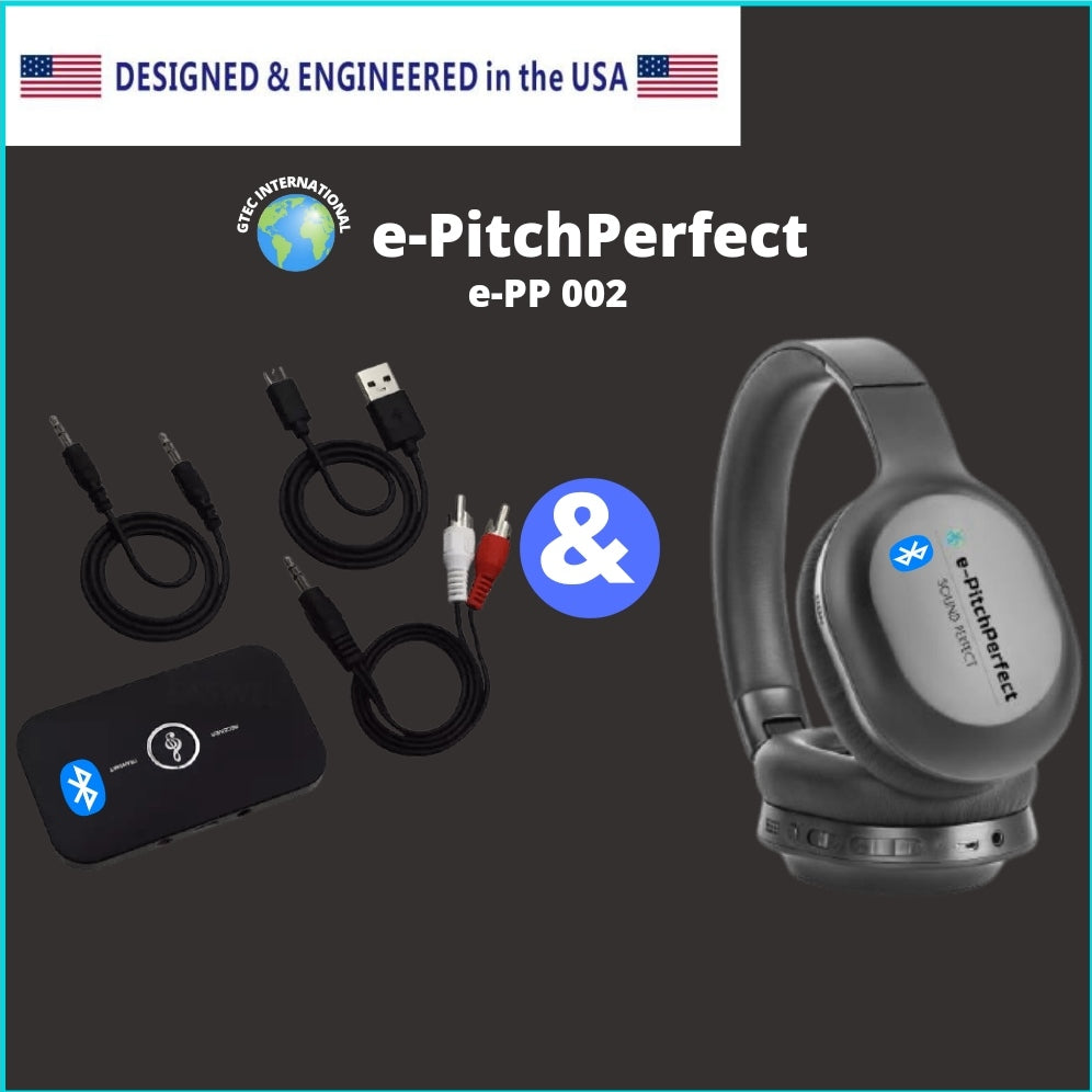 e-PP TVBT-02: TV EAR Bluetooth-Personal-TV-Hörsystem besteht aus Bluetooth-Kopfhörern e-PP - ANC-BT und BT Tx/Rx Bluetooth-Audiosender/-empfänger. Sichere Verwendung mit den meisten Arten von Hörgeräten. Entworfen und konstruiert in den USA