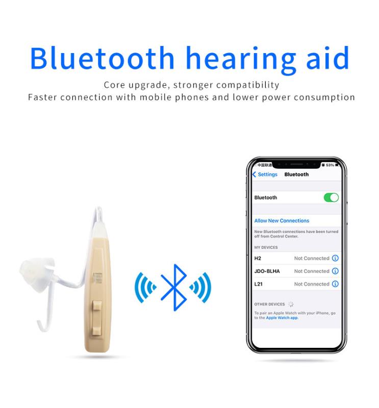 Par de amplificadores auditivos recargables eEAR BTE-BT para oídos izquierdo y derecho con tecnología Bluetooth V5.0 diseñados y desarrollados en los EE. UU.