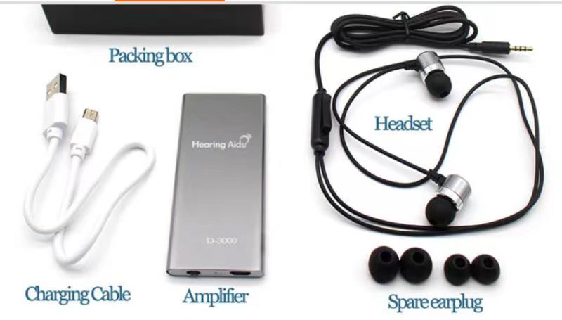 Audífono tipo bolsillo eEAR® D-3000 Diseñado y diseñado en los EE. UU. Vendido más de 13,000 en todo el mundo
