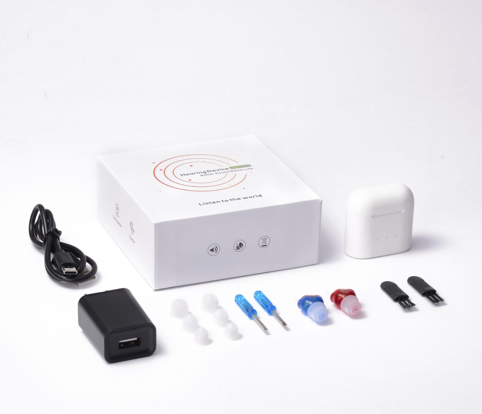eEAR® CIC-19R Adaptation instantanée miniature rechargeable, gain maximum 33db Complète dans le canal (CIC) Paire d'aides auditives pour oreilles gauche et droite (R&B) Vendue à plus de 25 000 dans le monde
