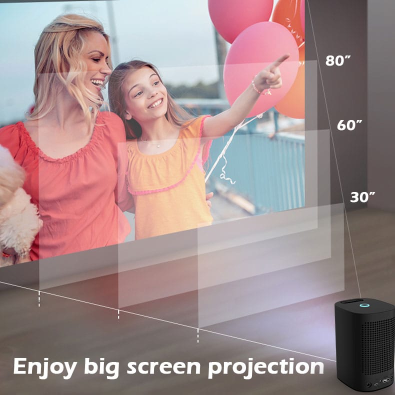 ePP-Y6 胶囊，迷你投影仪，黑色，100 ANSI 流明便携式投影仪，360° 扬声器，电影投影仪，100 英寸画面，4 小时视频播放时间，整洁的投影仪，家庭娱乐