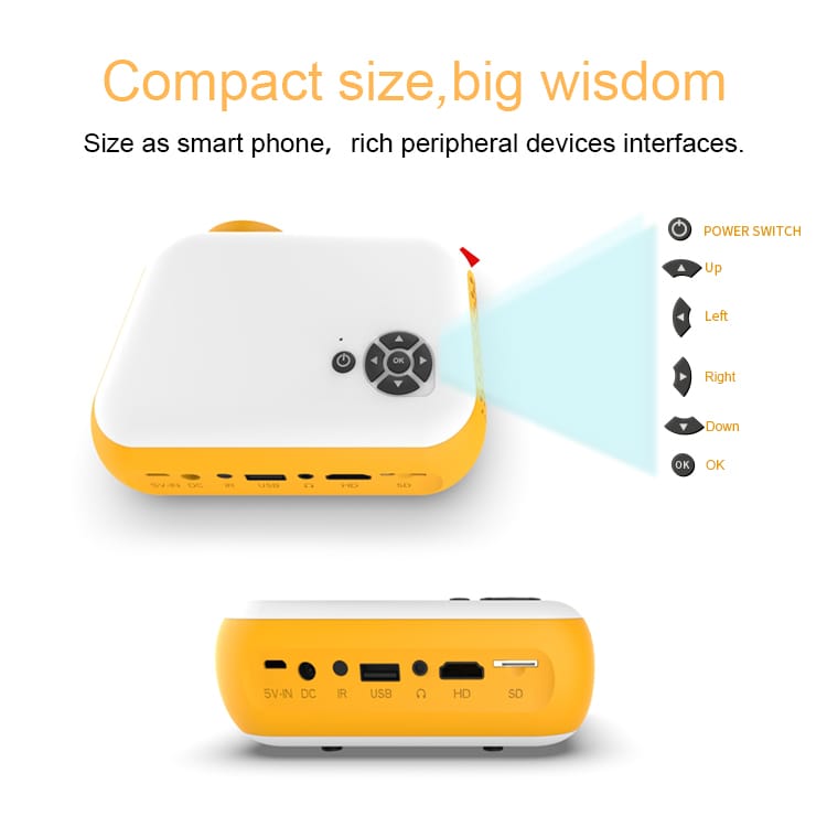Der tragbare Mini-Projektor ePP-T20 Pico kann eine Verbindung zu Mobiltelefonen, Android-Betriebssystemen oder iOS, Windows, zu Ihrem PC, Laptop, Tablet und mehr herstellen.