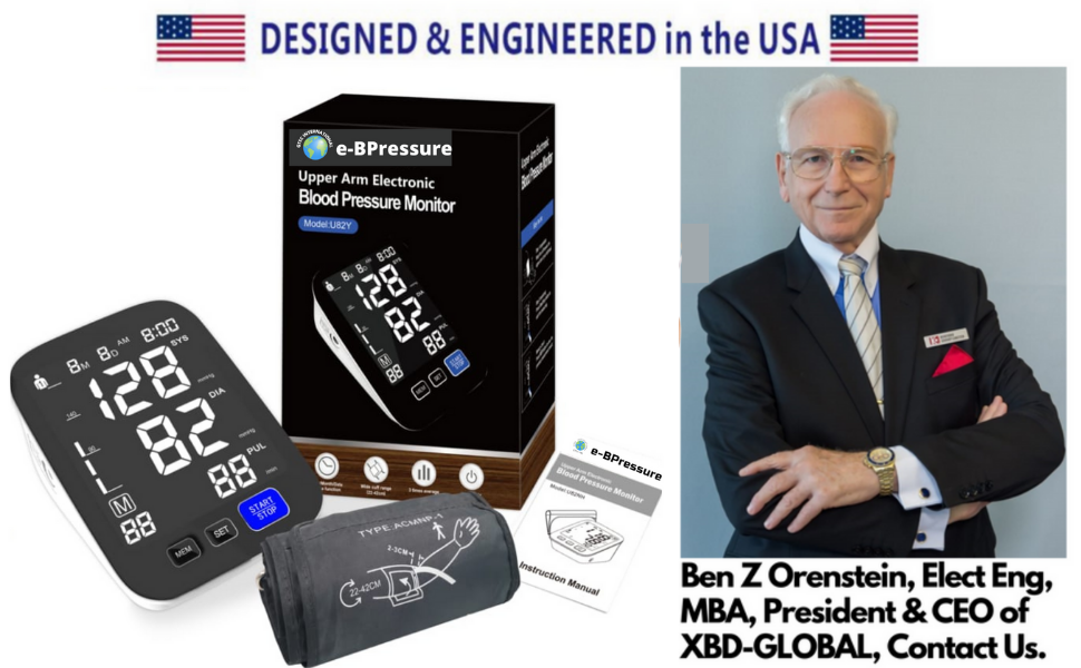 e-BPressure 001 Automatisches Blutdruckmessgerät von Weltmarktführer und modernster Technologie, entwickelt und konstruiert in den USA