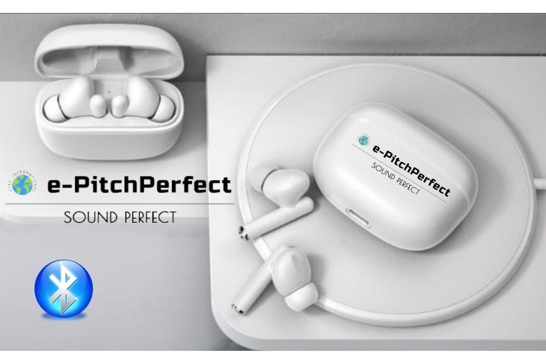 e-PitchPerfect Kombination aus drahtlosem Bluetooth-Headset Freisprecheinrichtung und TWS-Bluetooth-Ohrhörern mit integriertem Mikrofon für Anrufe an Lenovo, Samsung, Sony, Oppo, Vivo Alle Android- und Apple-Telefone